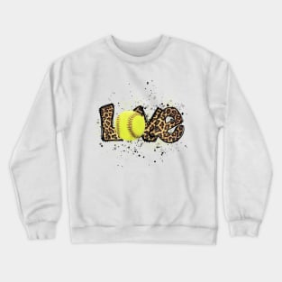 Love Softball Cheetah Background Design Crewneck Sweatshirt